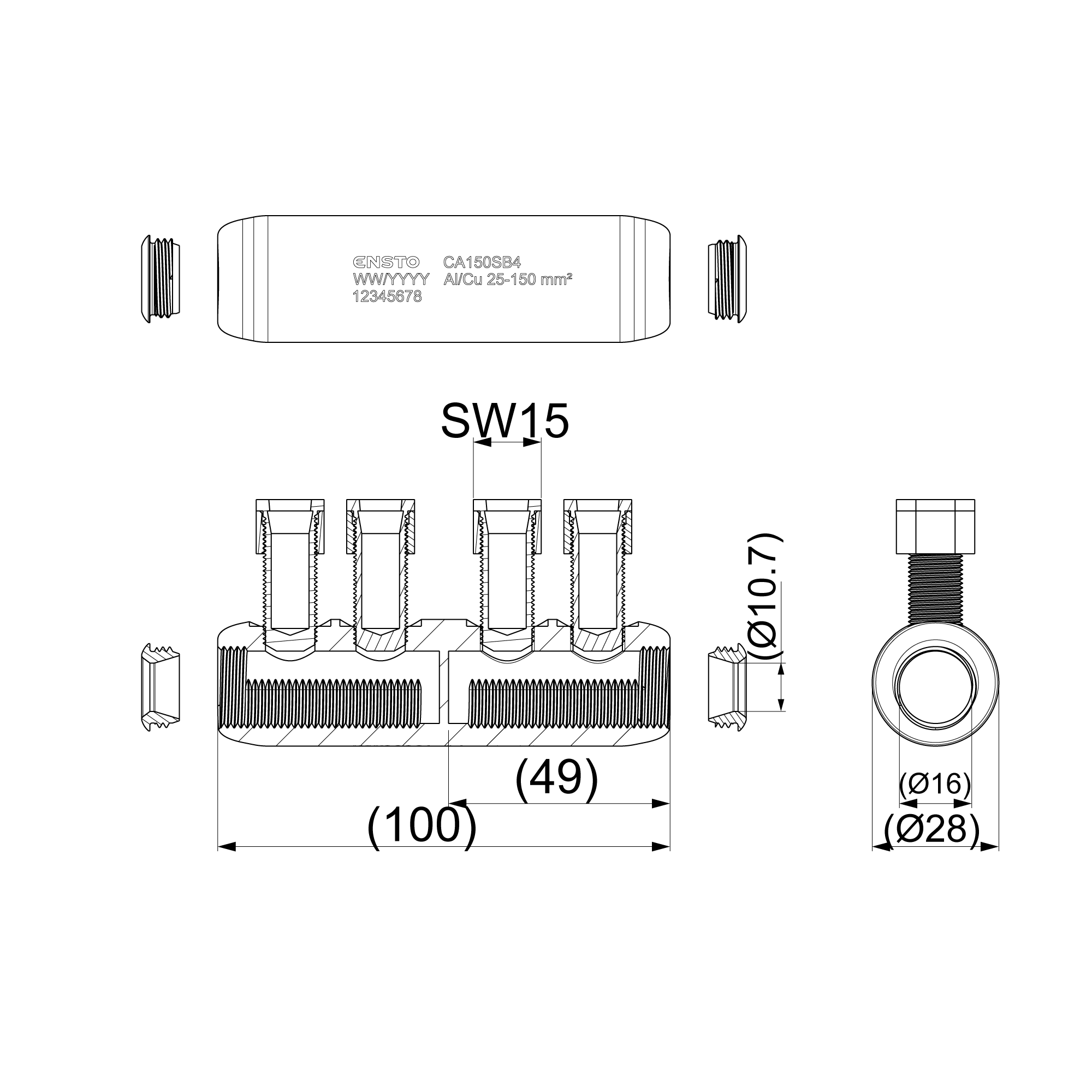 Cable connector mechanical Ensto CA150SB4 - 3