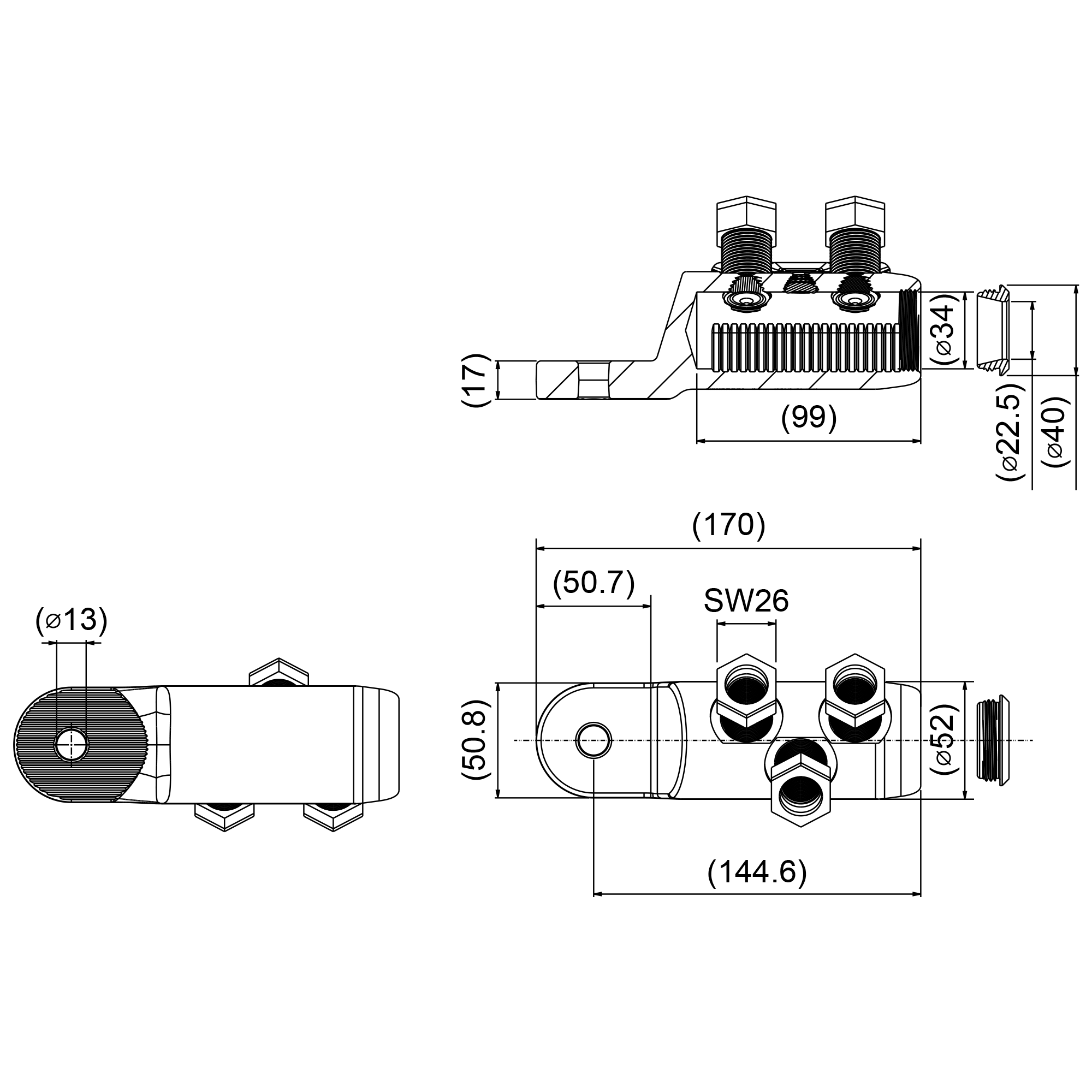 Mechanical cable lug Ensto LA630N13SB3 - 1