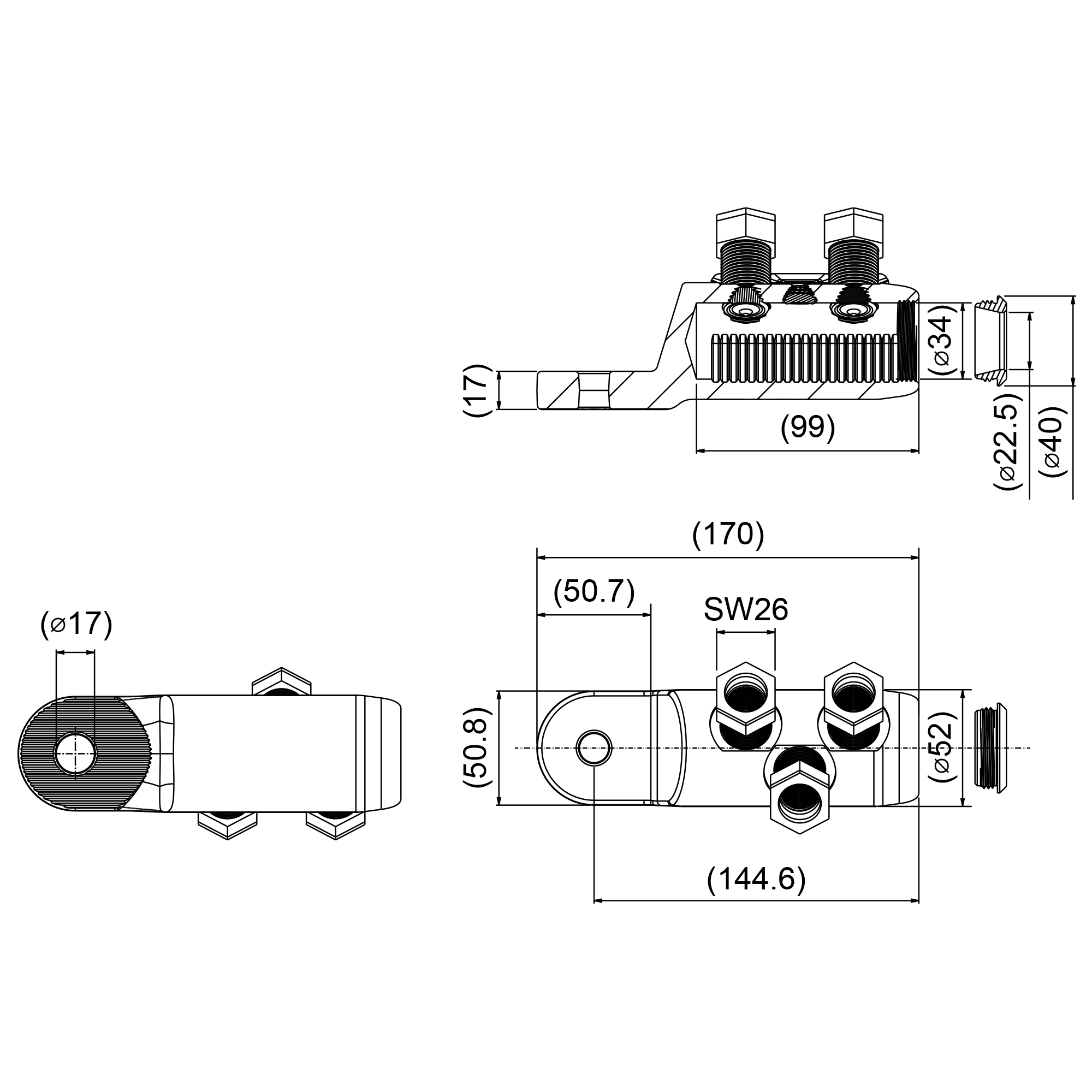 Mechanical cable lug Ensto LA630N17SB3 - 1