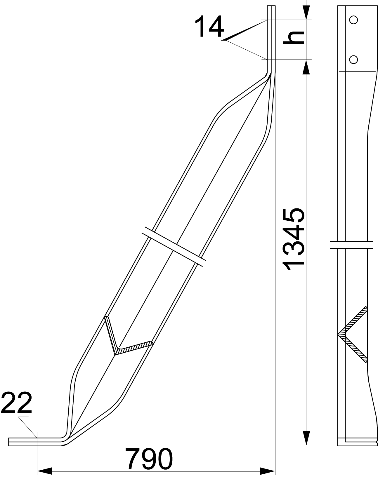 Brace KVT1 for rock pole Ensto SH244.1 - 1