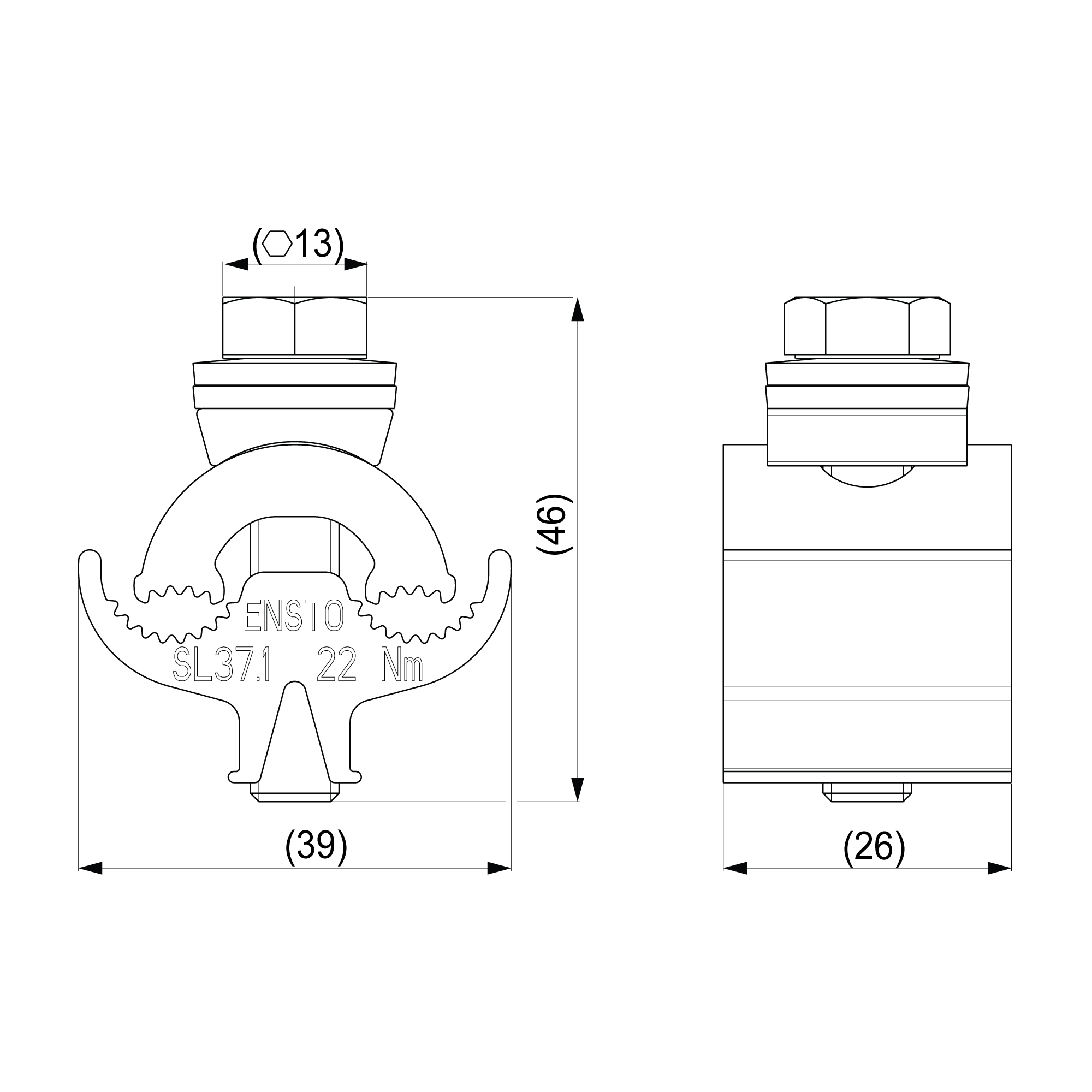 Parallel groove connector Ensto SL37.1 - 2