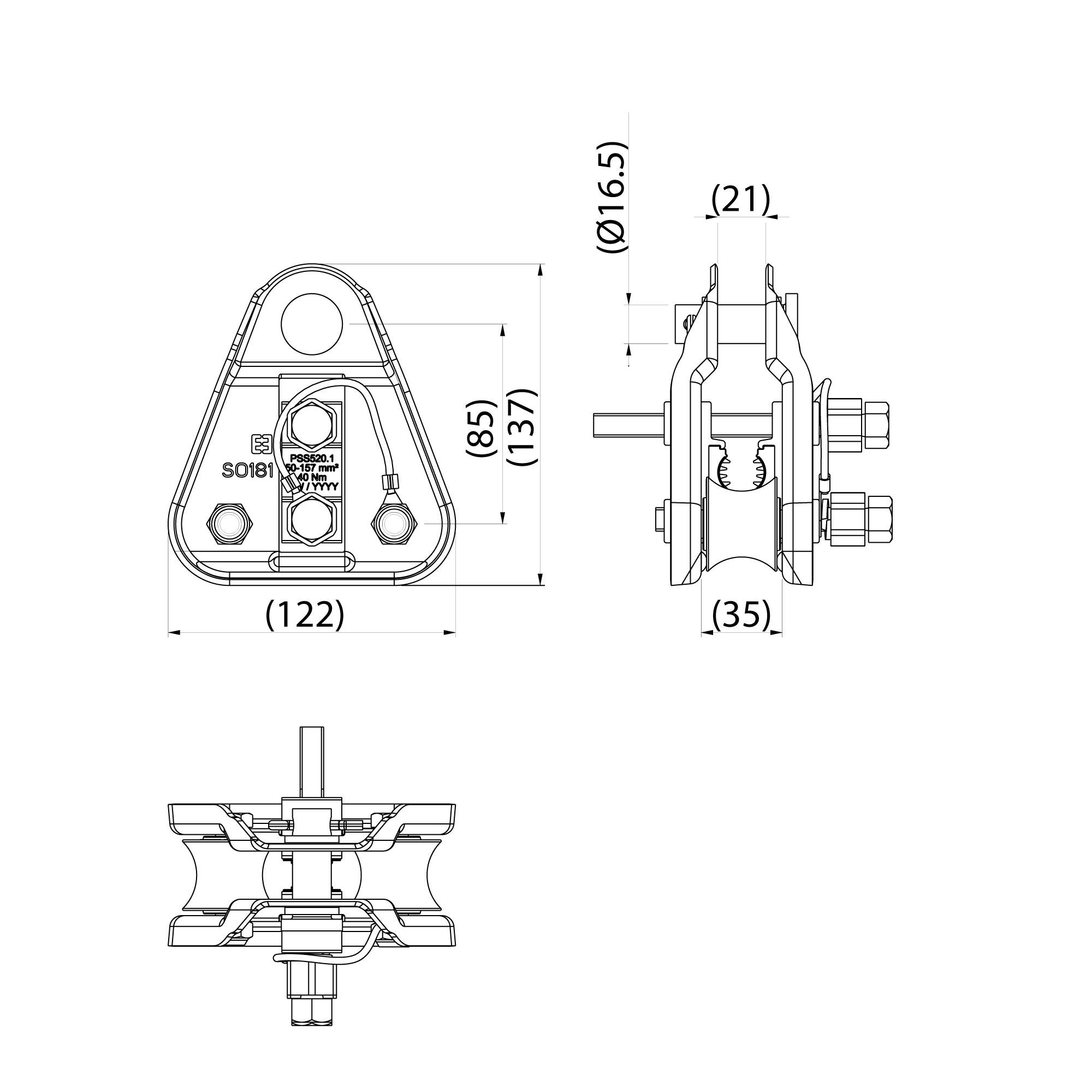 SO181.6S Suspension clamp | MV Suspension fittings | Ensto SO181.6S Suspension clamp | MV Suspension fittings | Ensto